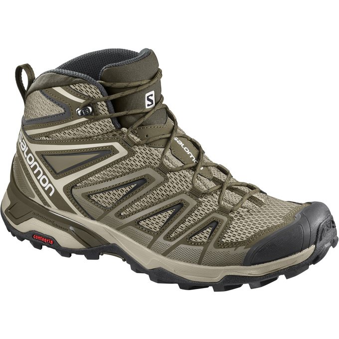 SALOMON X ULTRA MID 3 AERO Philippines - Men's Hiking Shoes - Olive/Black | 241837-LPO